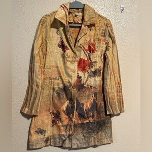DB SPORT Jacket Size Small Longline Horse‎ Butterflies Boho Floral Vintage